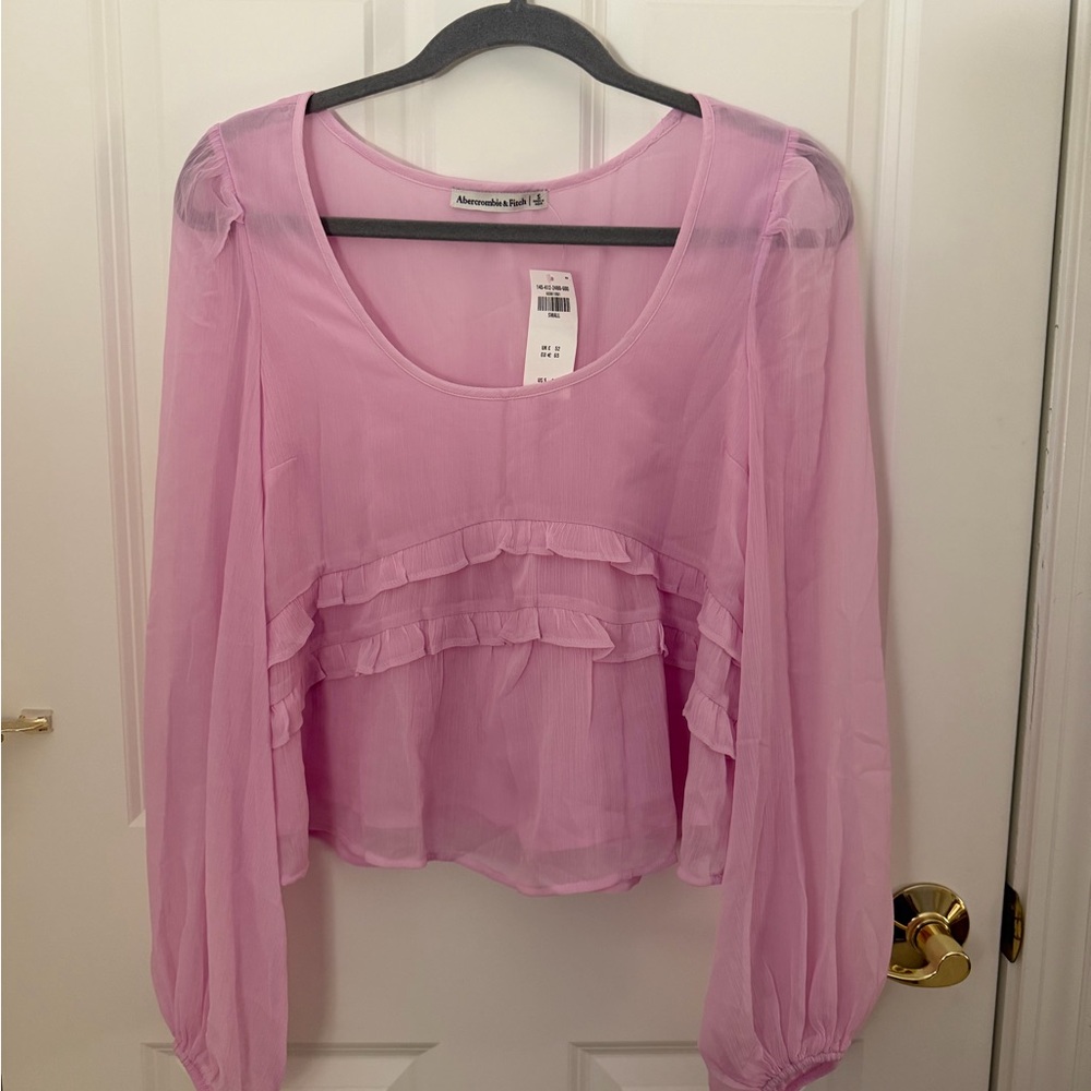 Abercrombie & Fitch Light Pink Ruffle Blouse